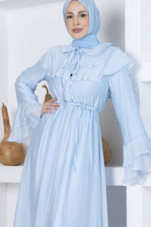 Ruffle Modest Maxi Dress